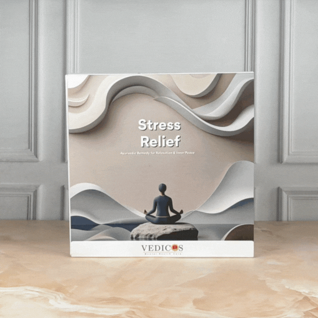 Stress Relief Pack | Ayurvedic Medicine + CBT therapy - for Overthinking & Mental Calm - Vedicos