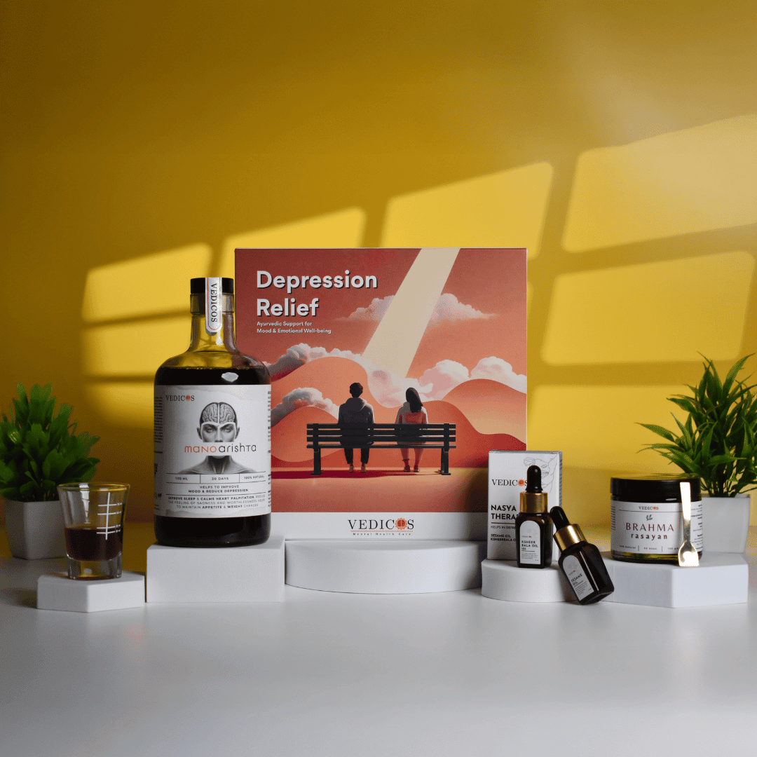 Depression Relief Pack | Ayurvedic Medicine + CBT Therapy - for Mood & Emotional Stability - Vedicos