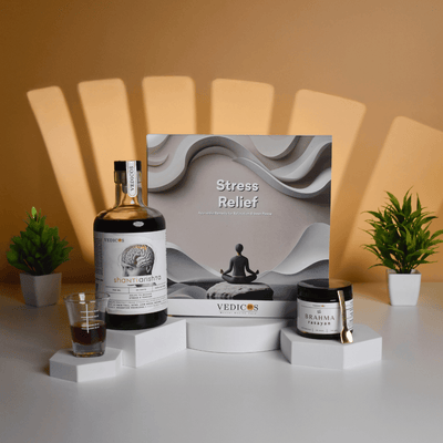 Stress Relief Pack | Ayurvedic Medicine + CBT therapy - for Overthinking & Mental Calm - Vedicos