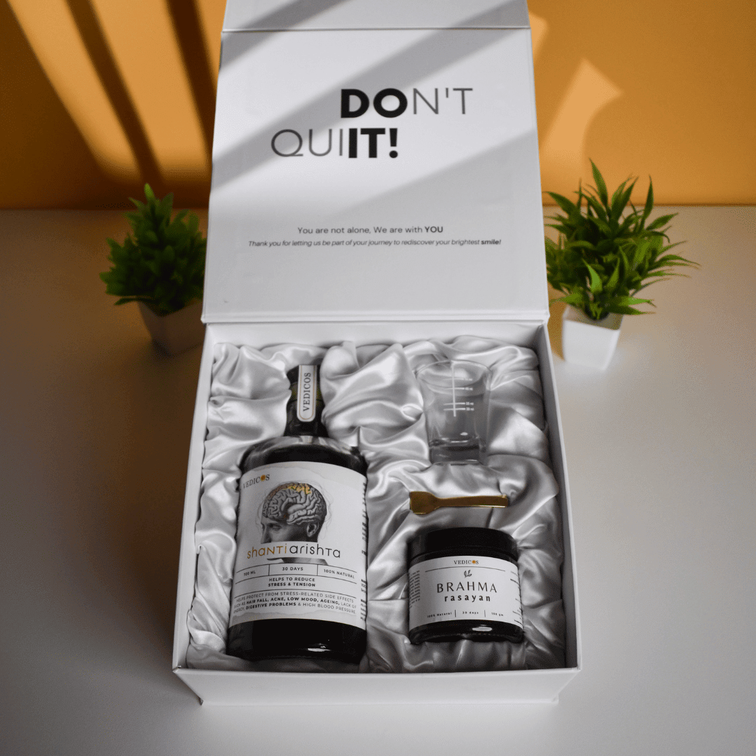 Stress Relief Pack | Ayurvedic Medicine + CBT therapy - for Overthinking & Mental Calm - Vedicos