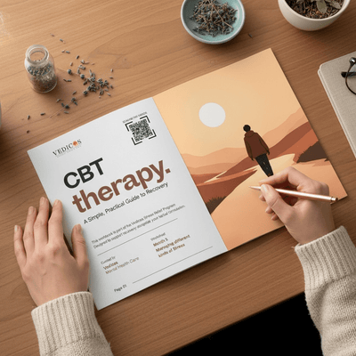 Stress Relief Pack | Ayurvedic Medicine + CBT therapy - for Overthinking & Mental Calm - Vedicos